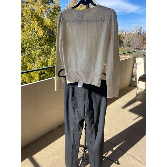 NWT Searle The Color Mustard White Cashmere Sweater Size S - Picture 6 of 10